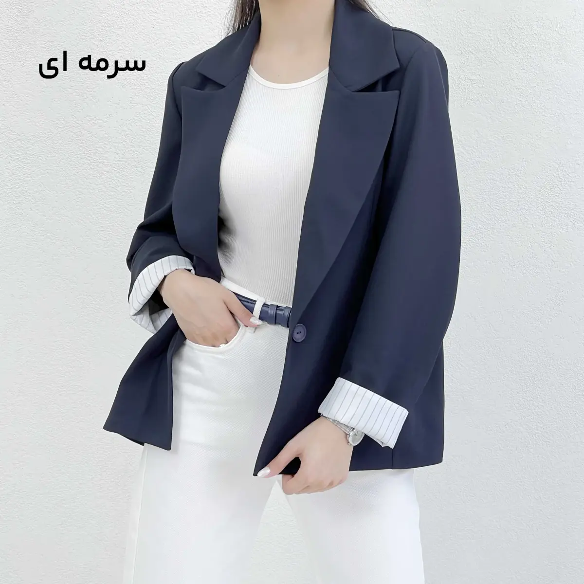 کت کرپ زنانه آستین راه راه