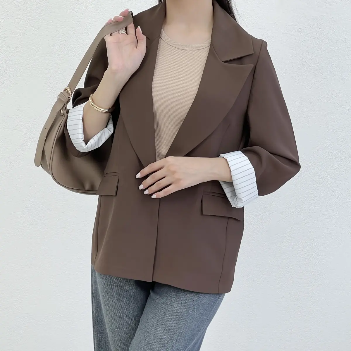 کت کرپ زنانه آستین راه راه