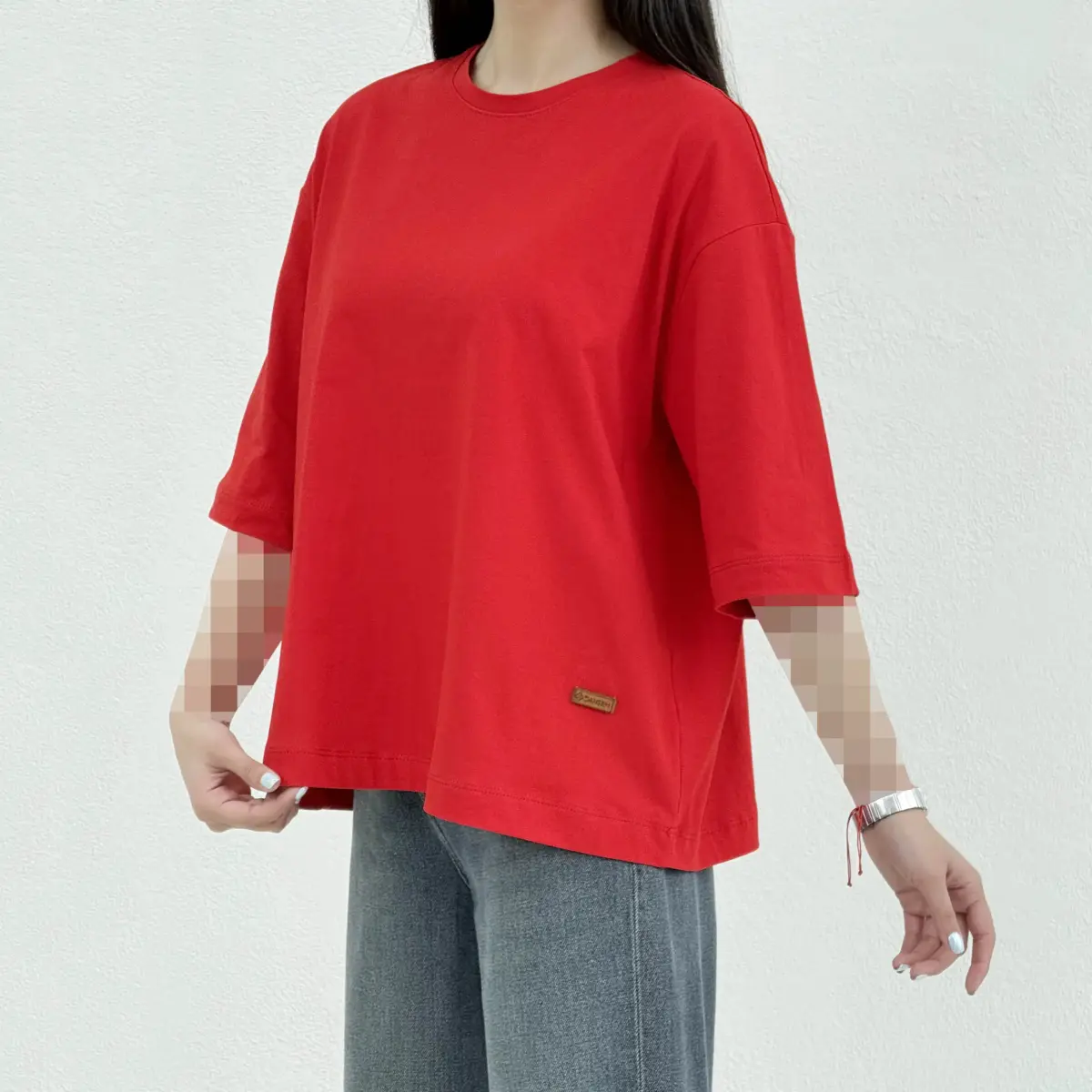 تیشرت زنانه باکسی ساده رنگی