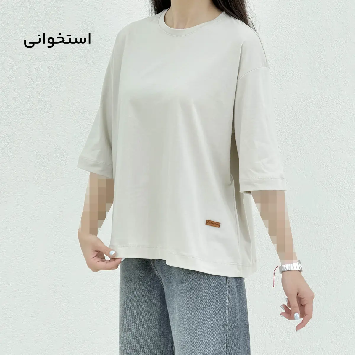 تیشرت زنانه باکسی ساده رنگی