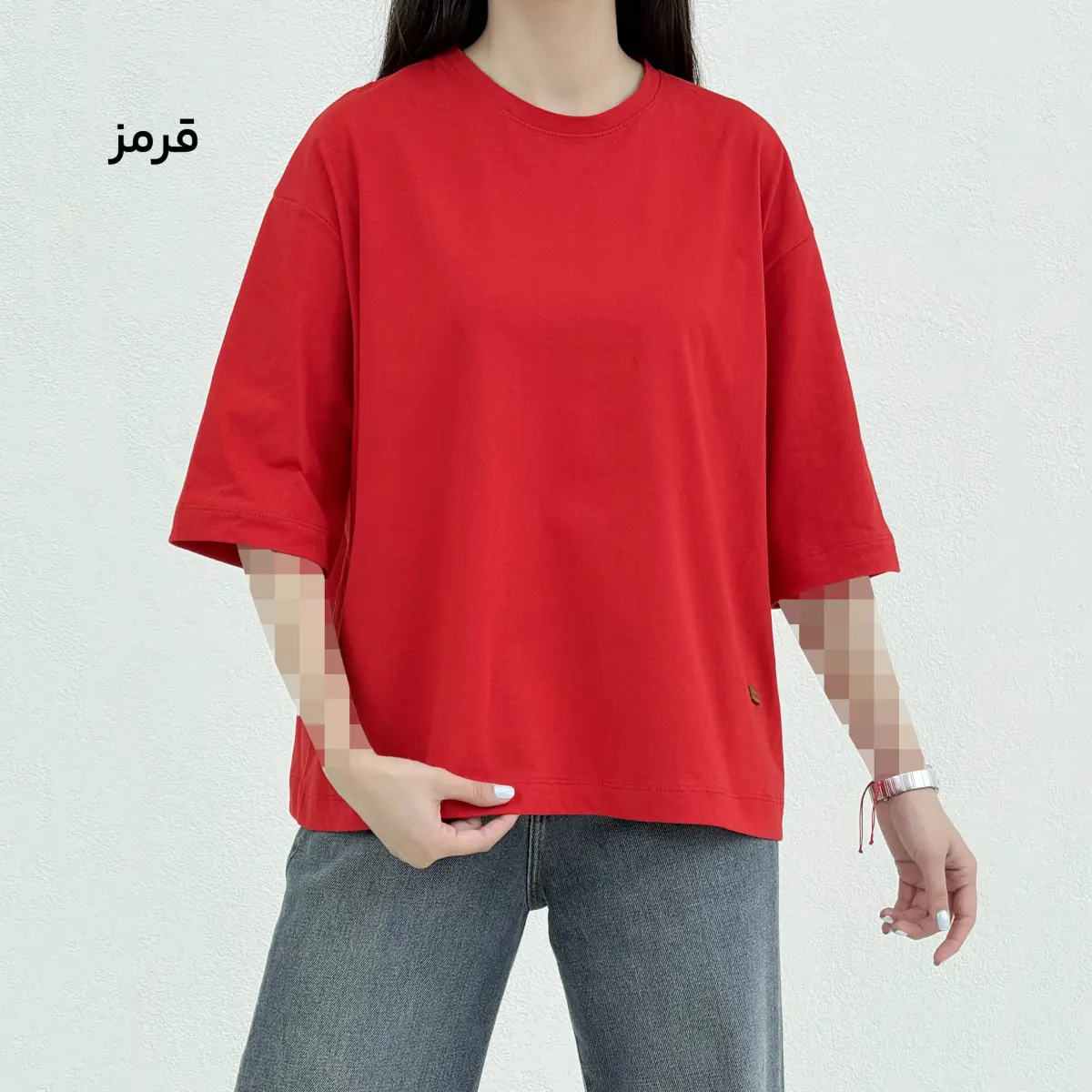 تیشرت زنانه باکسی ساده رنگی