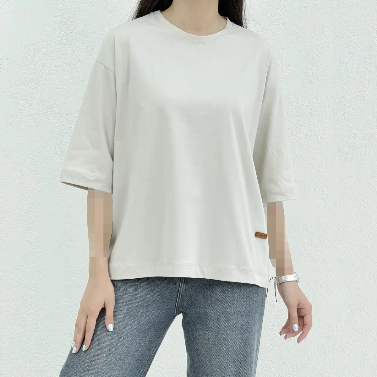 تیشرت زنانه باکسی ساده رنگی