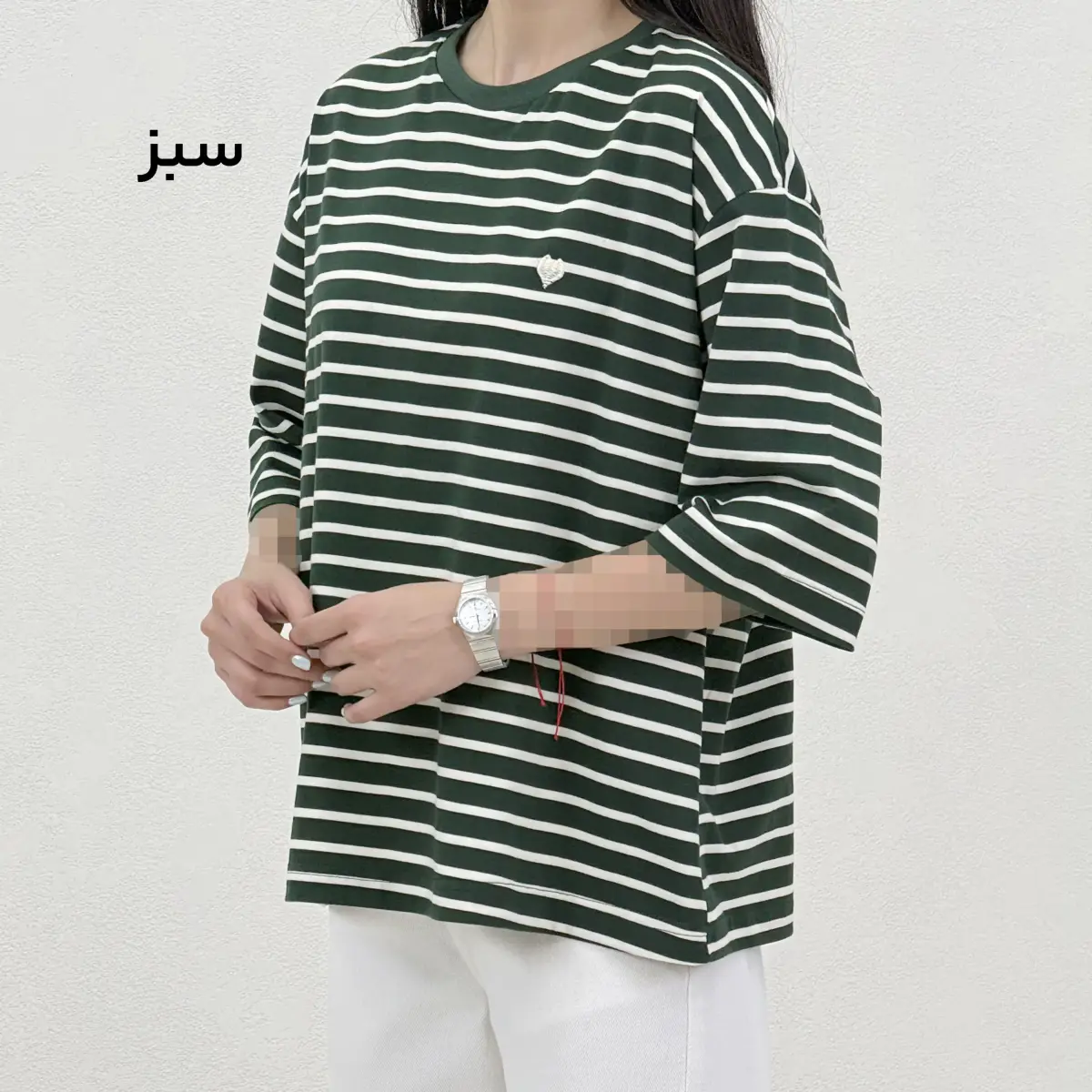 تیشرت زنانه راه راه قلبی