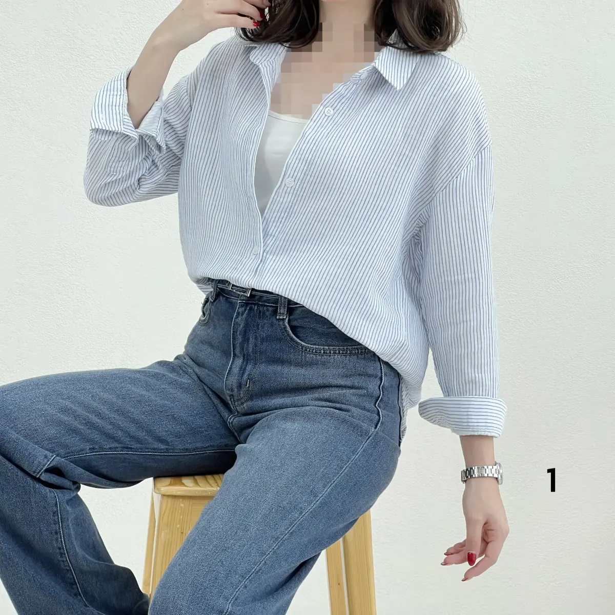 شومیز زنانه لینن راه راه