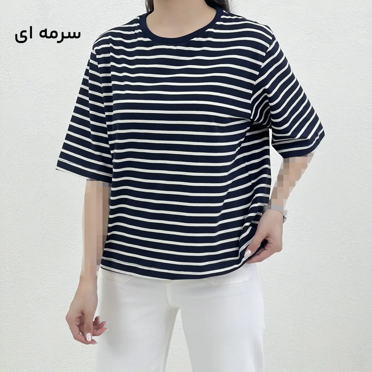 تیشرت زنانه راه راه یقه گرد