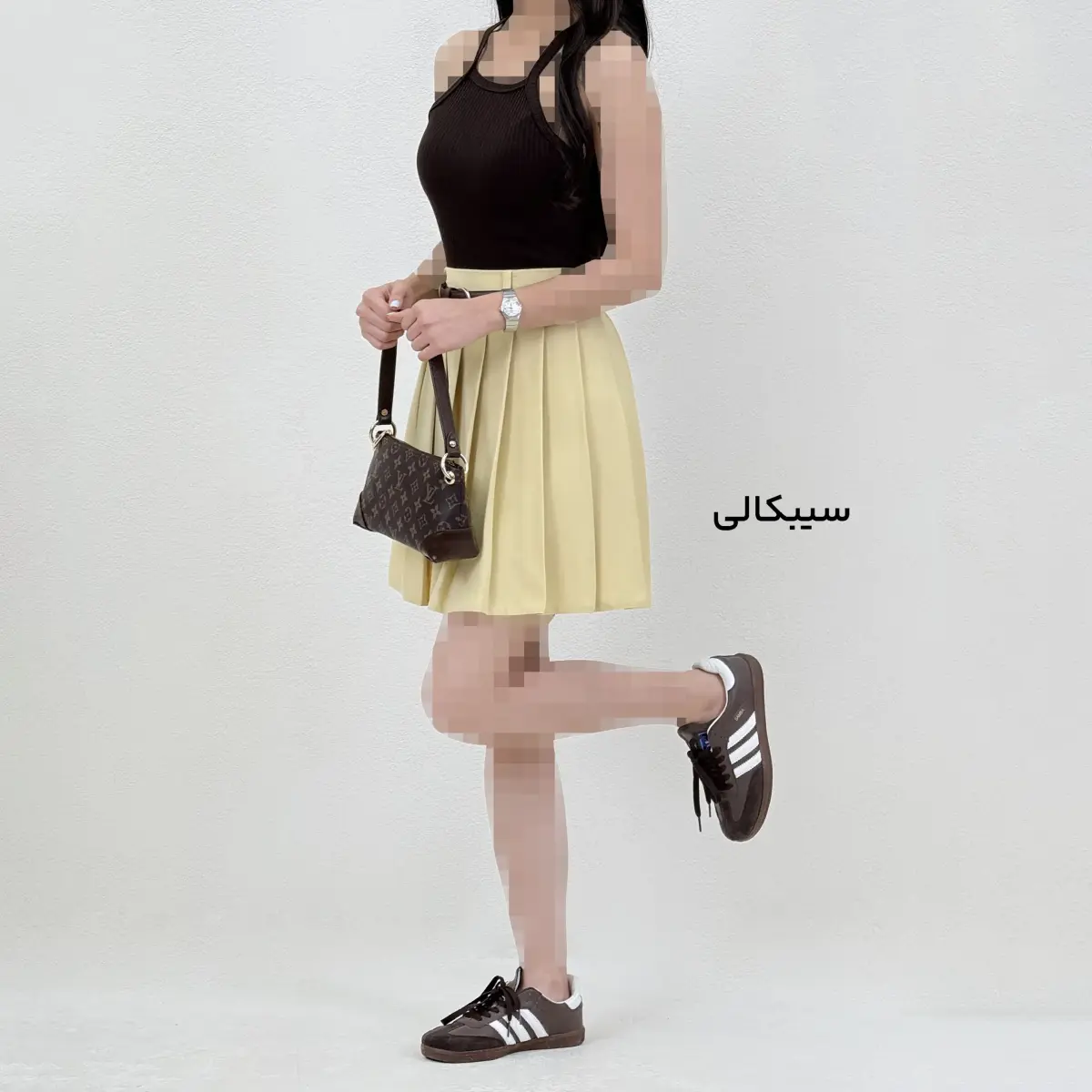دامن زنانه کوتاه پلیسه رنگی