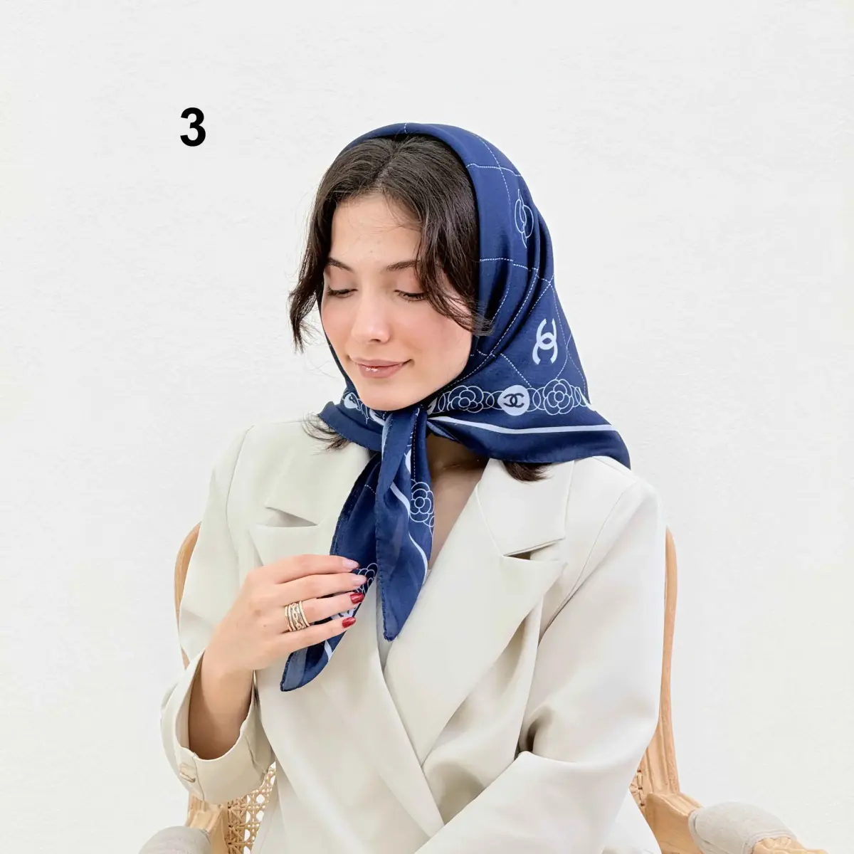 مینی اسکارف زنانه سرمه ای