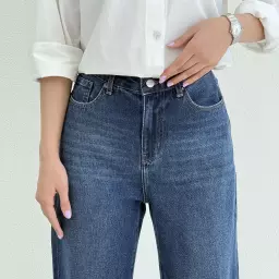 شلوار جین راسته لاین آبی تیره