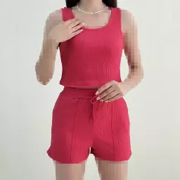 ست تاپ و شورتک زنانه کرکره ای