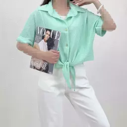 شومیز زنانه پفکی جلو گره ای