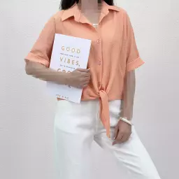 شومیز زنانه پفکی جلو گره ای