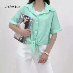 شومیز زنانه پفکی جلو گره ای