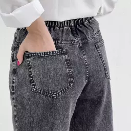 شلوار جین نیم بگ آبی  یخی