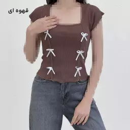 تیشرت کراپ زنانه پاپیون
