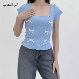 تیشرت کراپ زنانه پاپیون