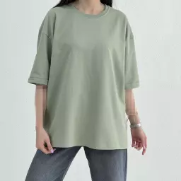 تیشرت باکسی زنانه دو نخ