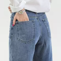شلوار جین راسته لاین آبی متوسط