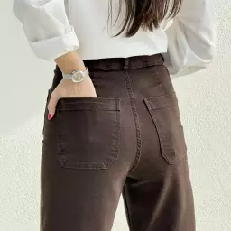 شلوار جین لوپ قهوه ای سوخته