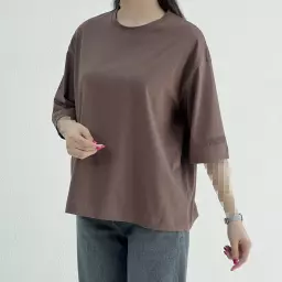 تیشرت باکسی زنانه یقه گرد