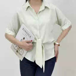 شومیز زنانه سیلک جلو گره ای