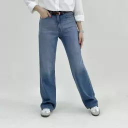شلوار جین راسته لاین آبی متوسط