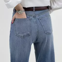 شلوار جین راسته لاین آبی متوسط