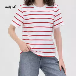 تیشرت زنانه راه راه یقه گرد