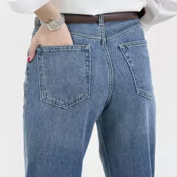 شلوار جین راسته لاین آبی متوسط