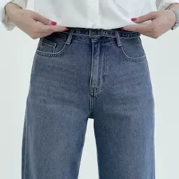 شلوار جین راسته لاین آبی تیره
