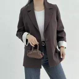 کت زنانه لینن تک دکمه