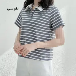 تیشرت زنانه راه راه یقه دار