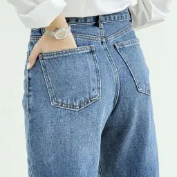 شلوار جین راسته لاین آبی متوسط