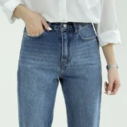 شلوار جین راسته لاین آبی متوسط