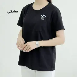 تیشرت زنانه تک جیب  گل چاپی