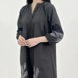 پیراهن بلند زنانه مشکی گلدوزی