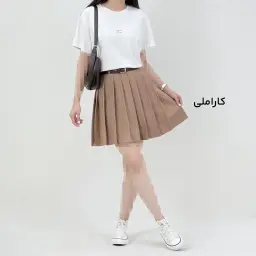 دامن زنانه کوتاه پلیسه رنگی