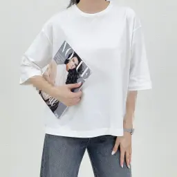 تیشرت زنانه نخ و پنبه پشت چاپی