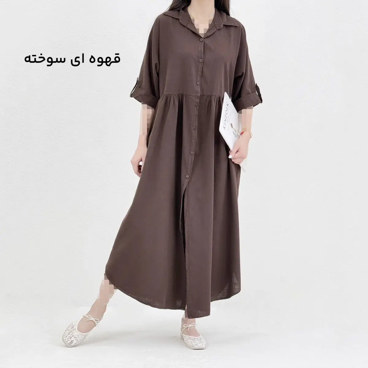 پیراهن زنانه بلند جلو دکمه