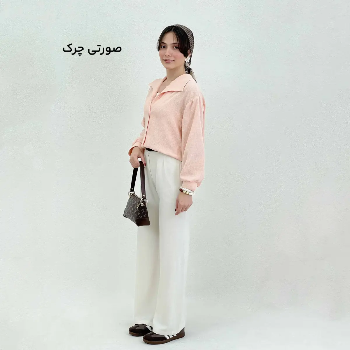 شومیز زنانه لینن آستین دکمه