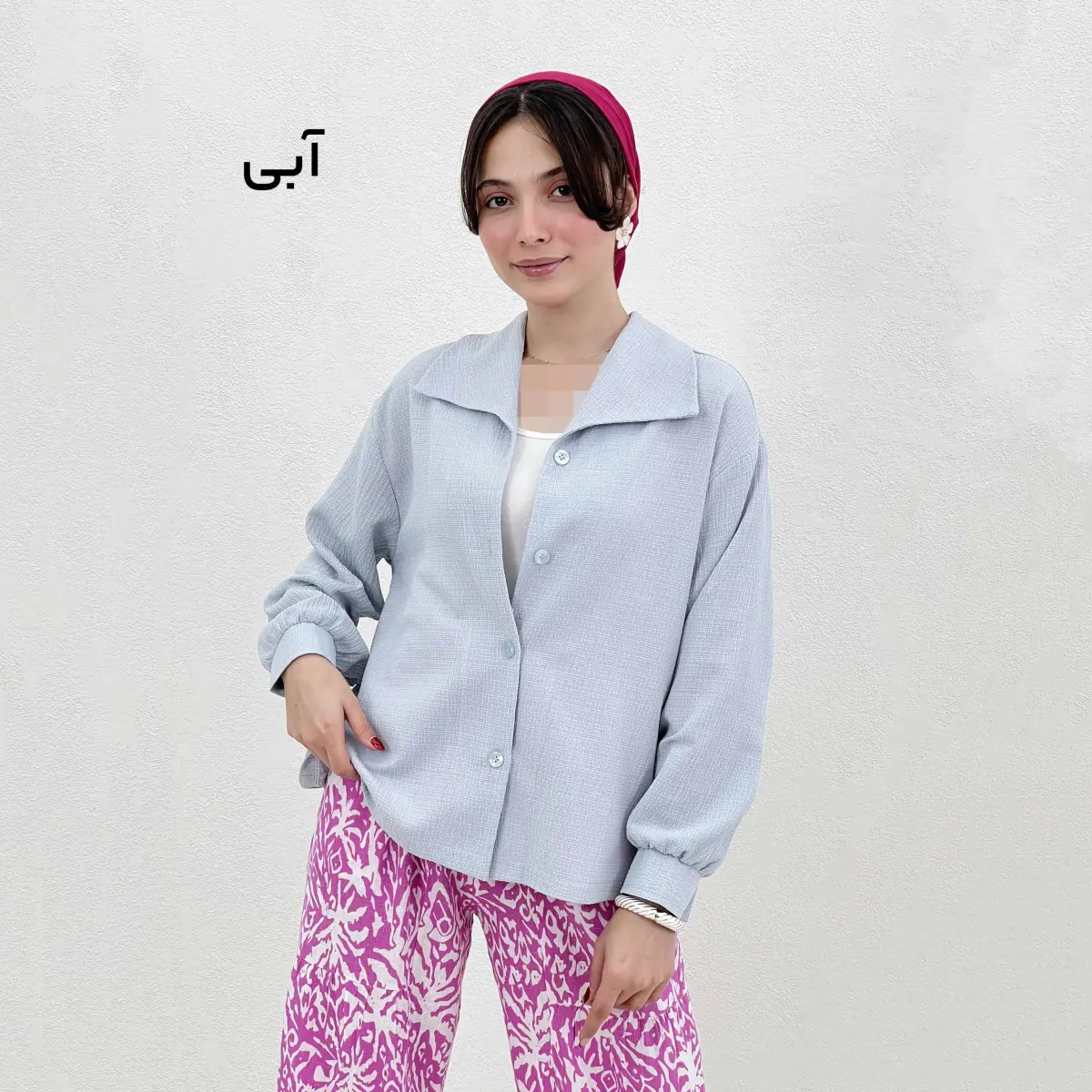 شومیز زنانه لینن آستین دکمه