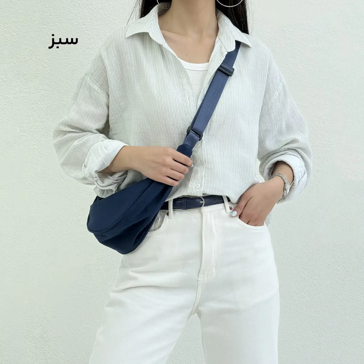 شومیز زنانه لینن راه راه سبز