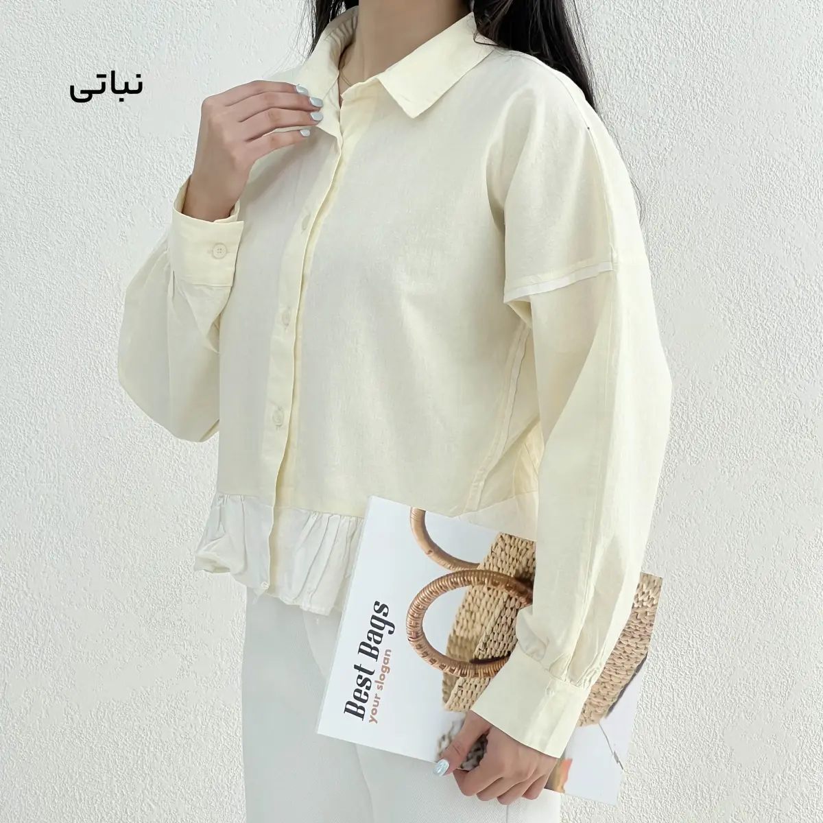 شومیز زنانه لینن پایین چین