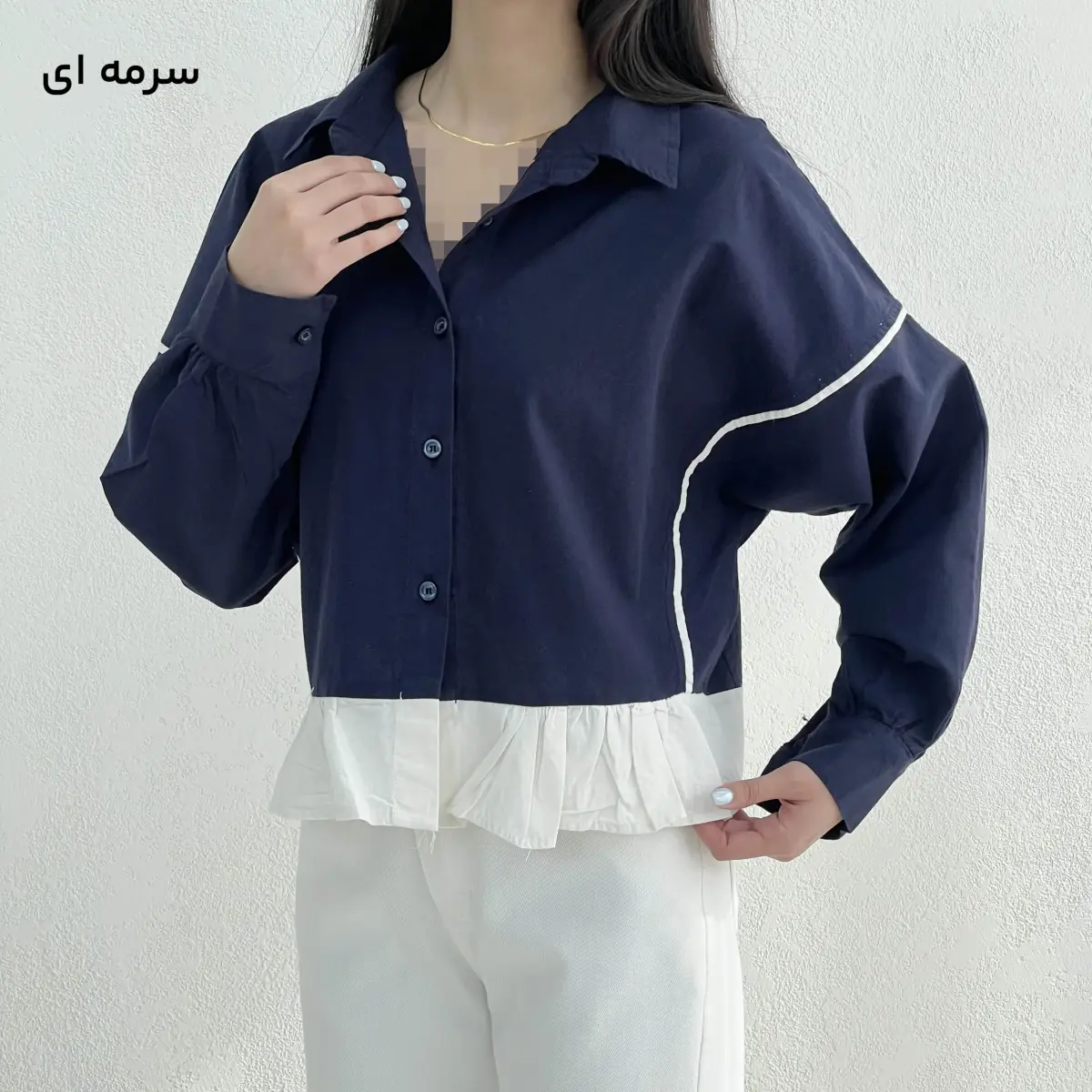 شومیز زنانه لینن پایین چین
