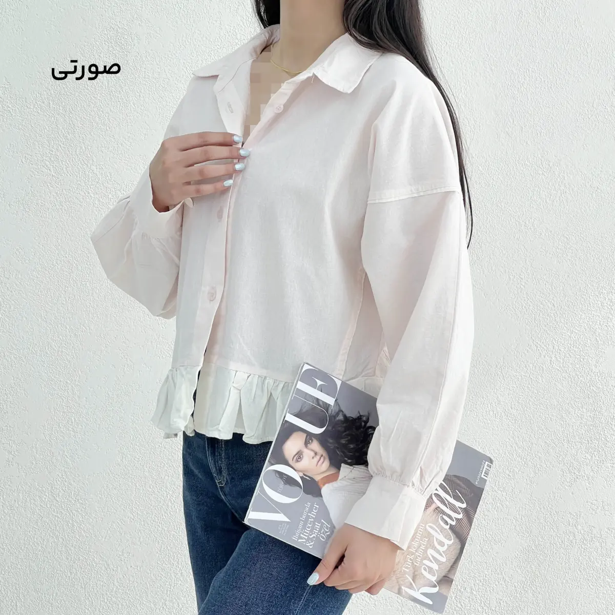 شومیز زنانه لینن پایین چین