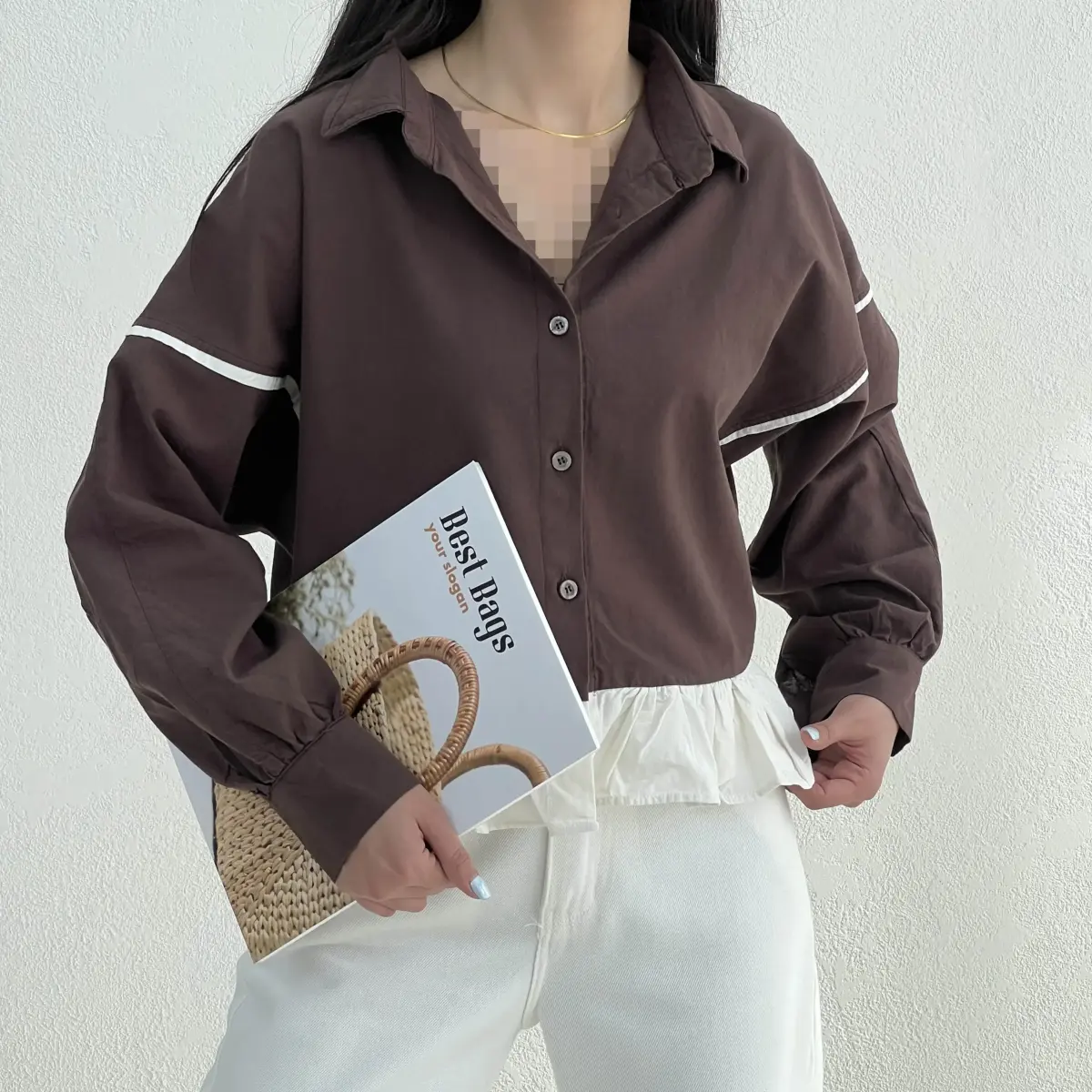 شومیز زنانه لینن پایین چین