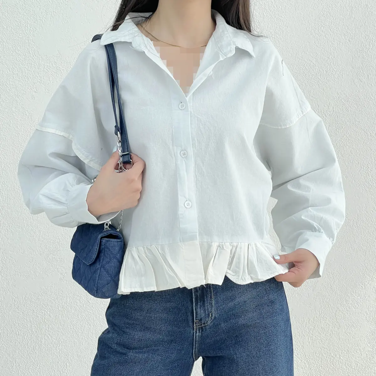 شومیز زنانه لینن پایین چین