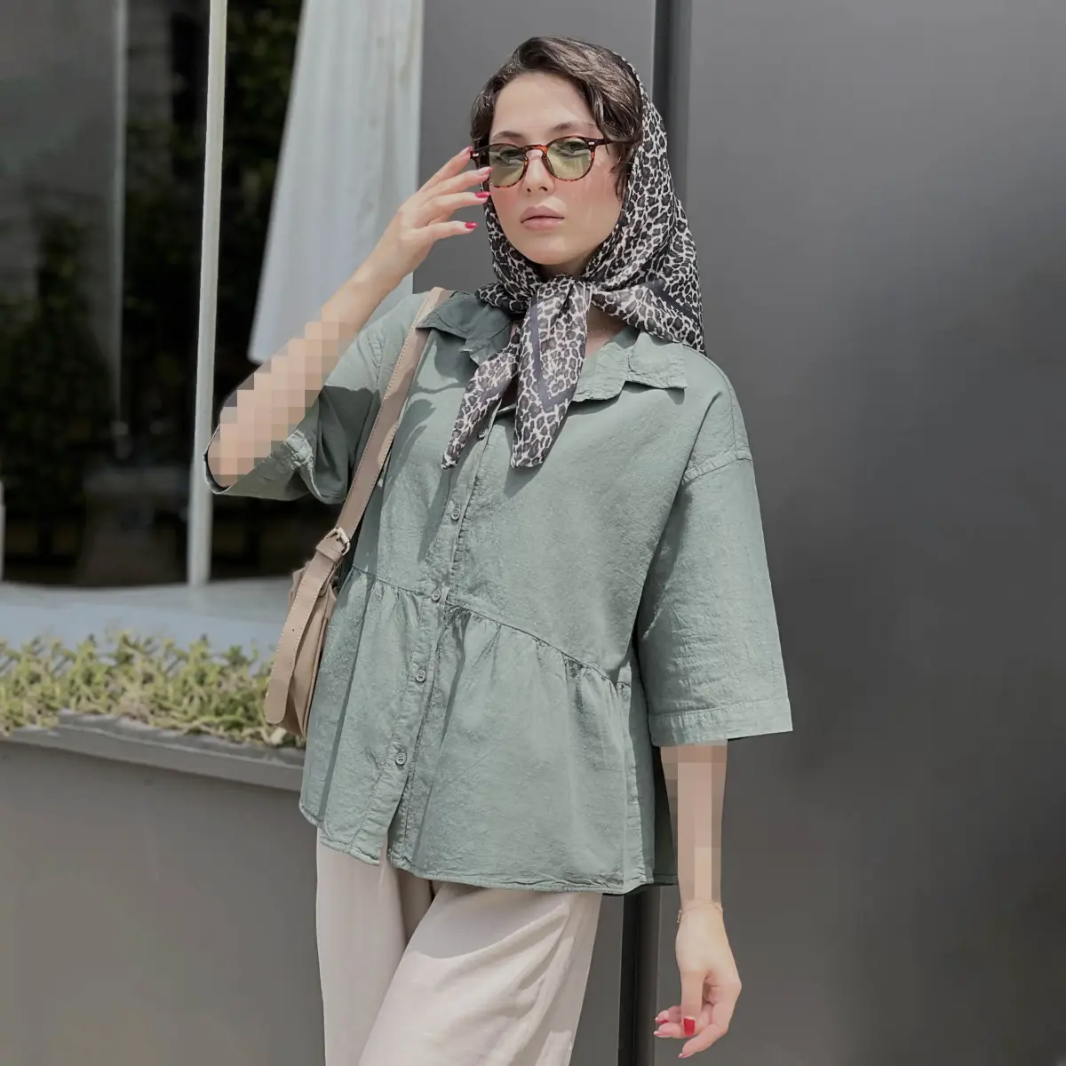 شومیز زنانه چین دار لینن