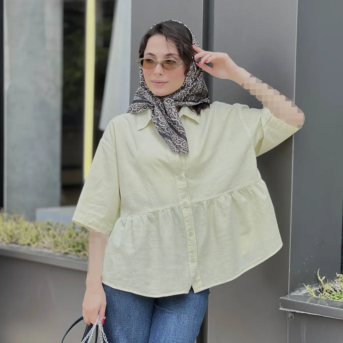 شومیز زنانه چین دار لینن