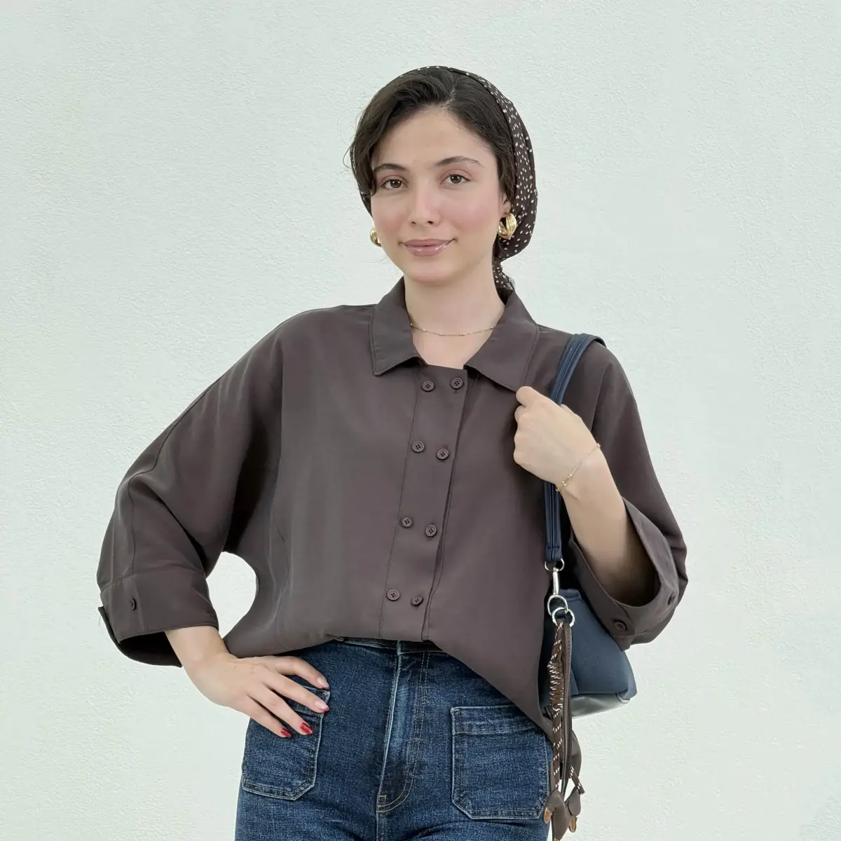 شومیز زنانه سیلک دو دکمه