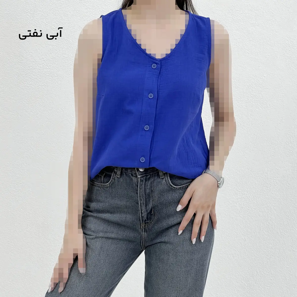 تاپ زنانه موسلین جلو دکمه